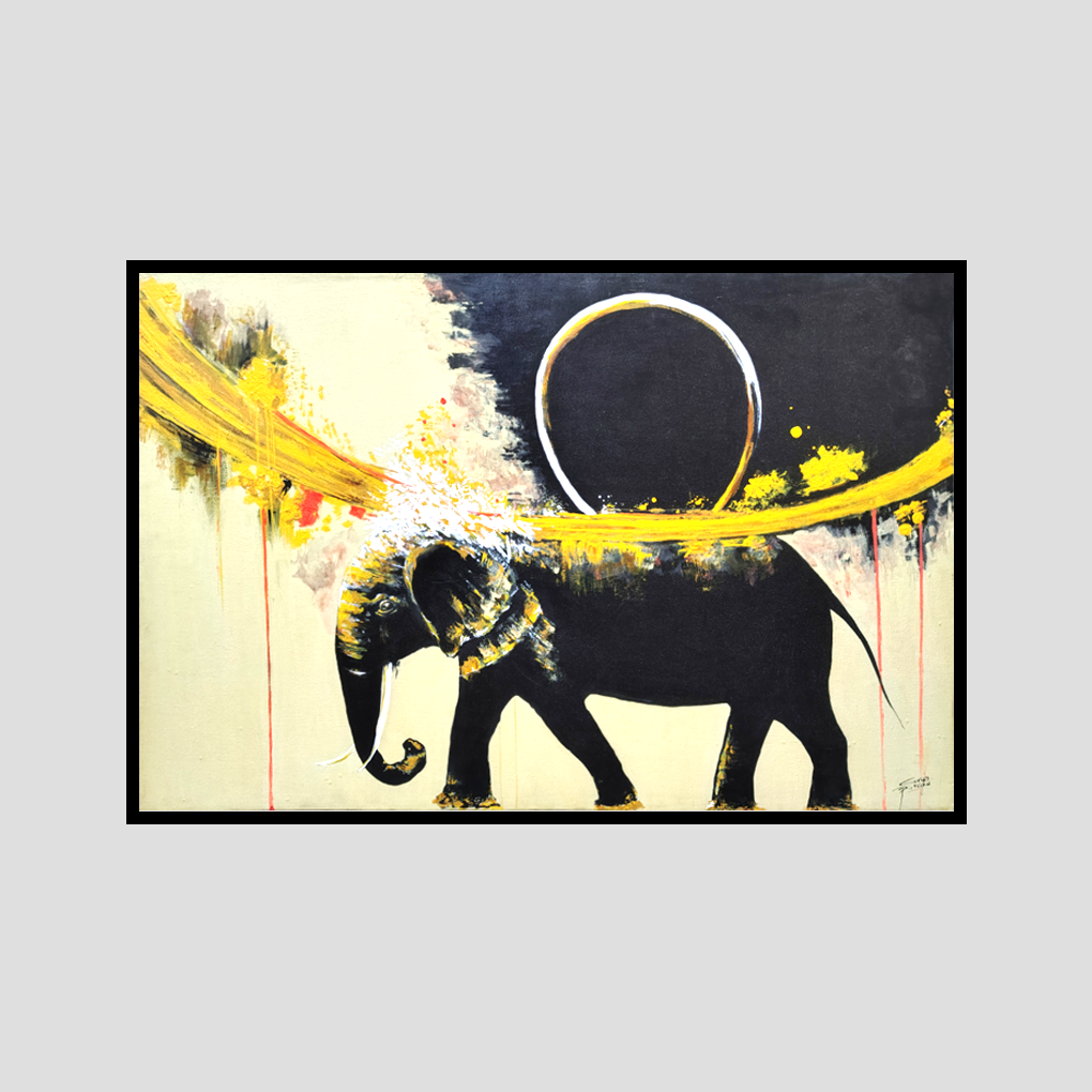 Majestic Abstract Elephant Painting – Modern Canvas Wall Art - Image 3