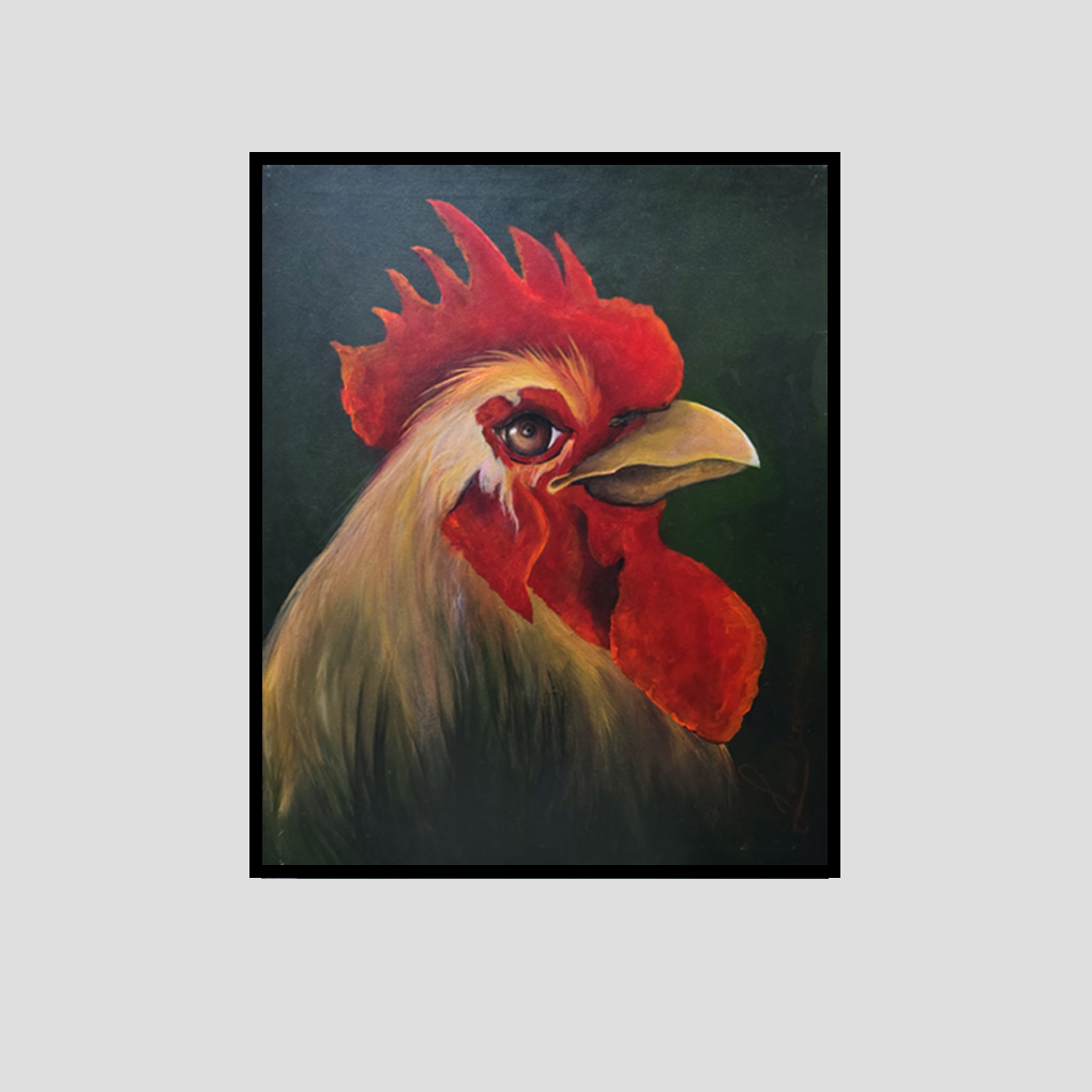 Majestic Rooster Portrait – Realistic Acrylic Painting - Image 3