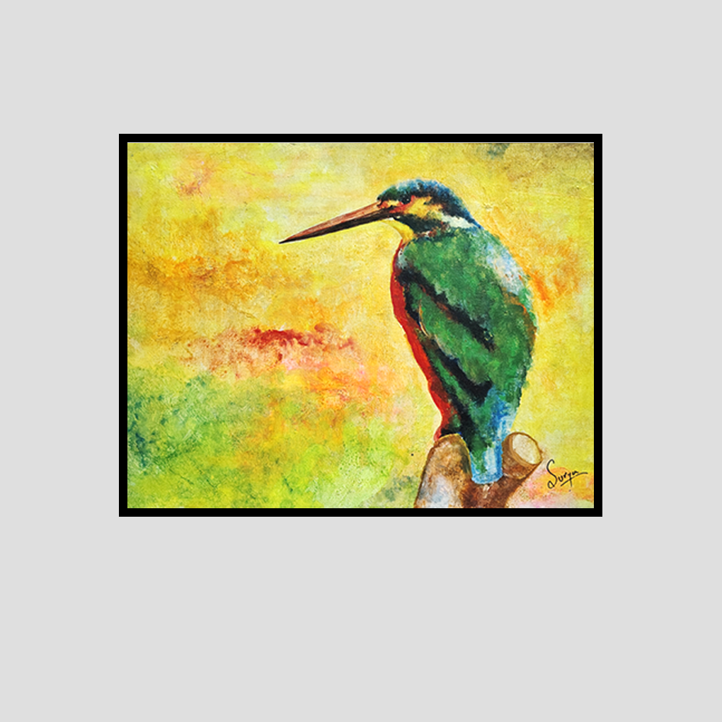 Kingfisher Bird Art – Hand-Painted Nature Canvas Wall Painting - Image 3