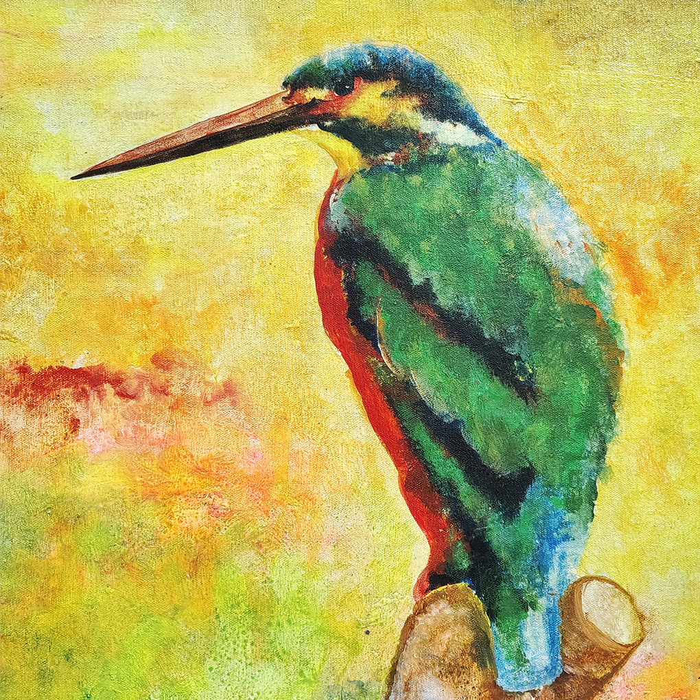 Kingfisher Bird Art – Hand-Painted Nature Canvas Wall Painting - Image 4
