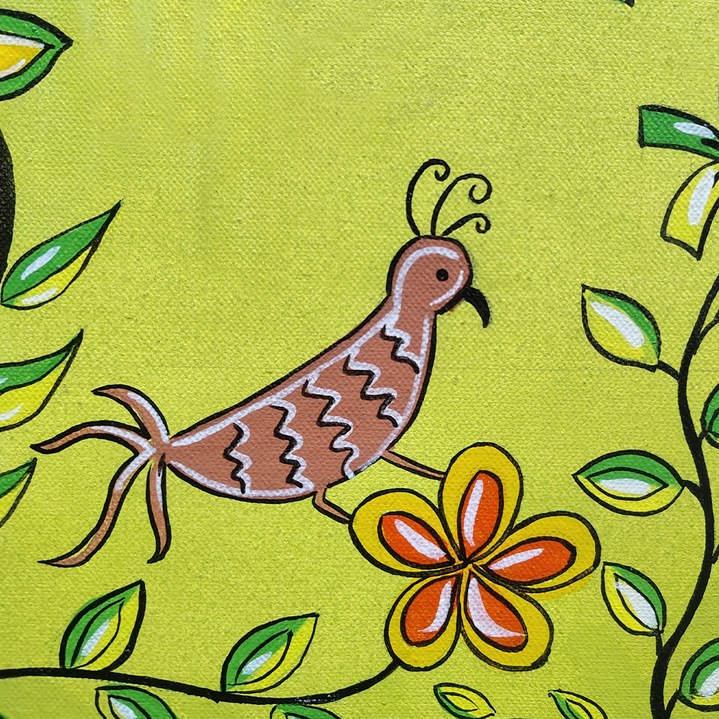 Tribal Folk Art – Hand-Painted Animal & Nature Canvas - Image 4