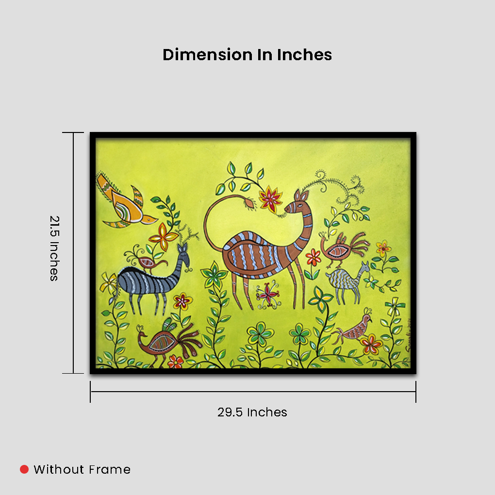 Tribal Folk Art – Hand-Painted Animal & Nature Canvas - Image 5