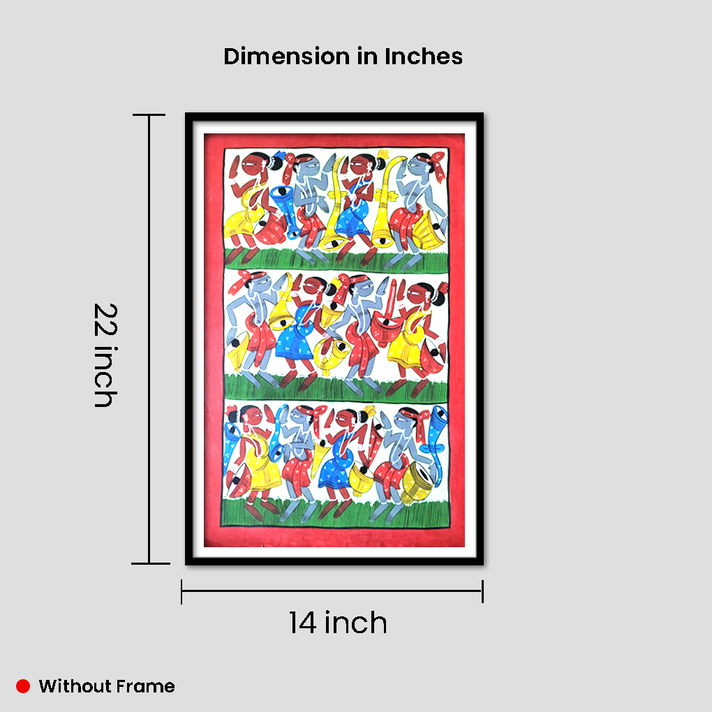 Pattachitra Tribal Festival Wall Painting | 14 x 22 Inches Handcrafted Folk Art - Image 5