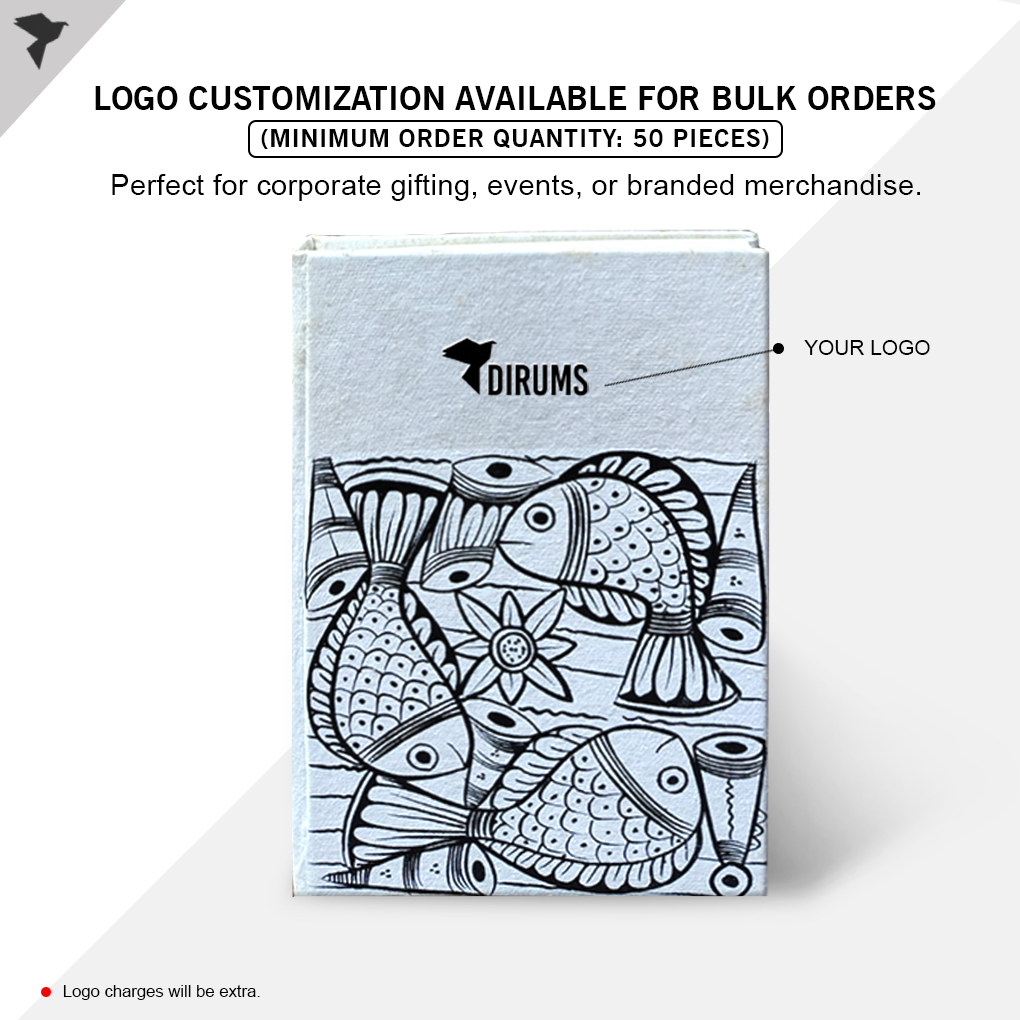 Hand-Painted Pattachitra Art Diary with Handmade Paper | Traditional Folk Fish Design - Image 4