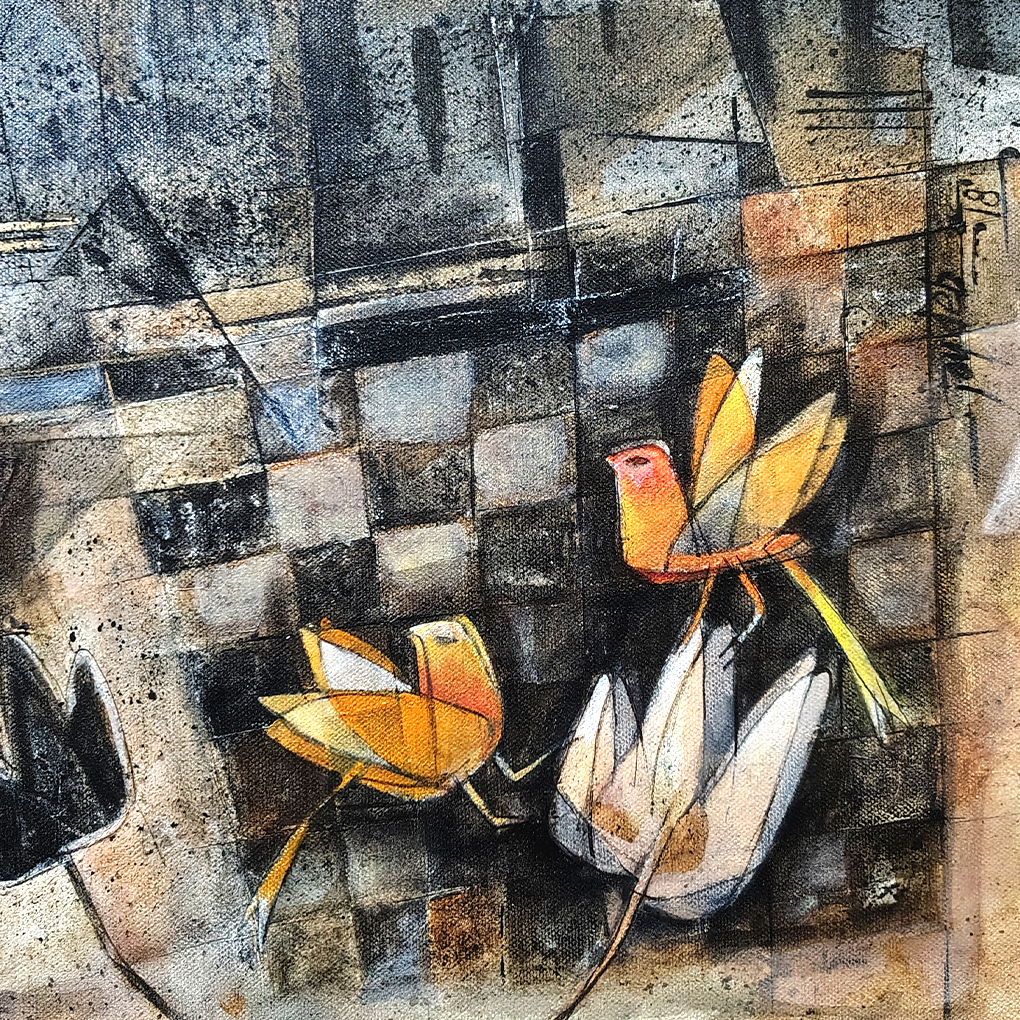 Urban Harmony – Abstract Cityscape with Lotus Blooms - Image 5