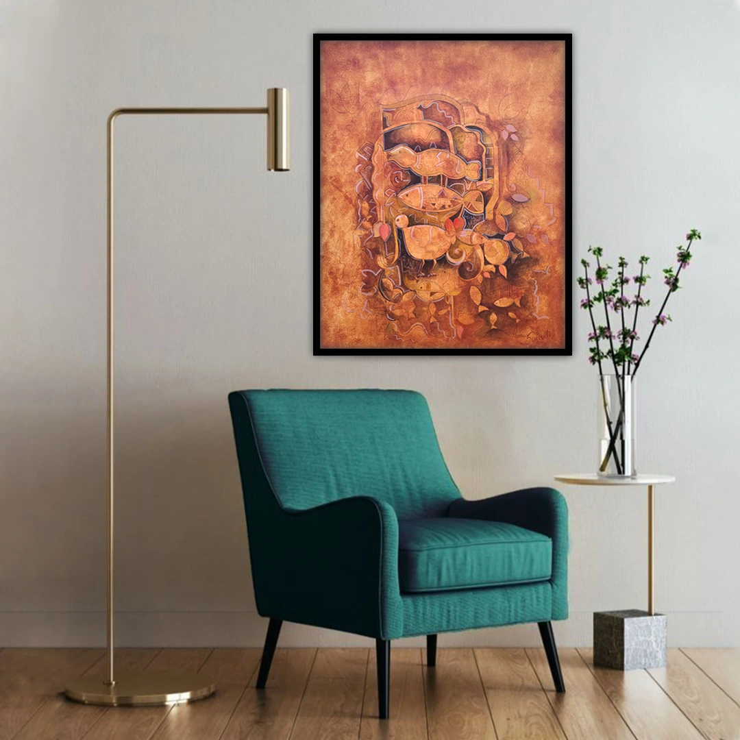 Abstract Contemporary Art – Earthy Tone Modern Canvas Painting