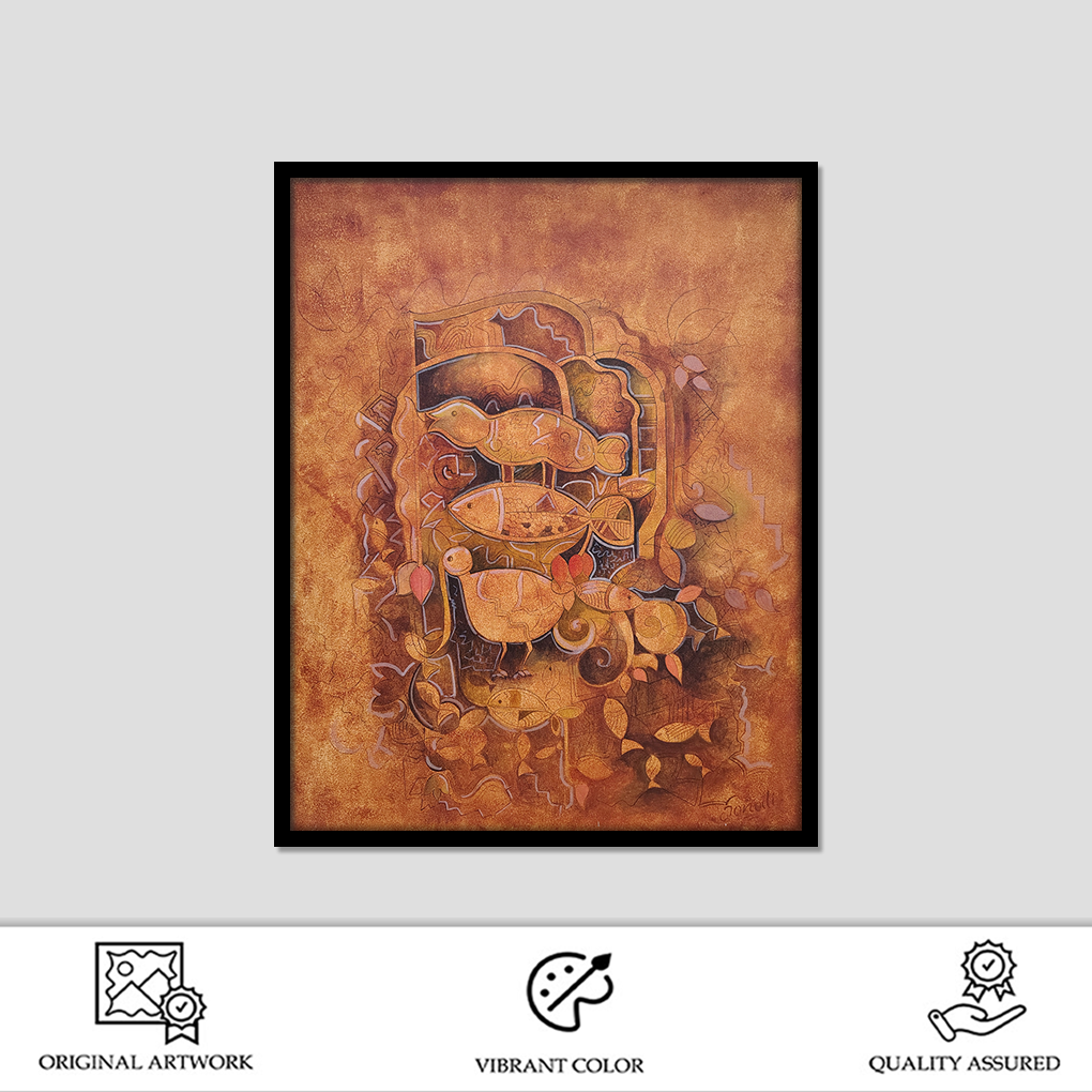 Abstract Contemporary Art – Earthy Tone Modern Canvas Painting - Image 2
