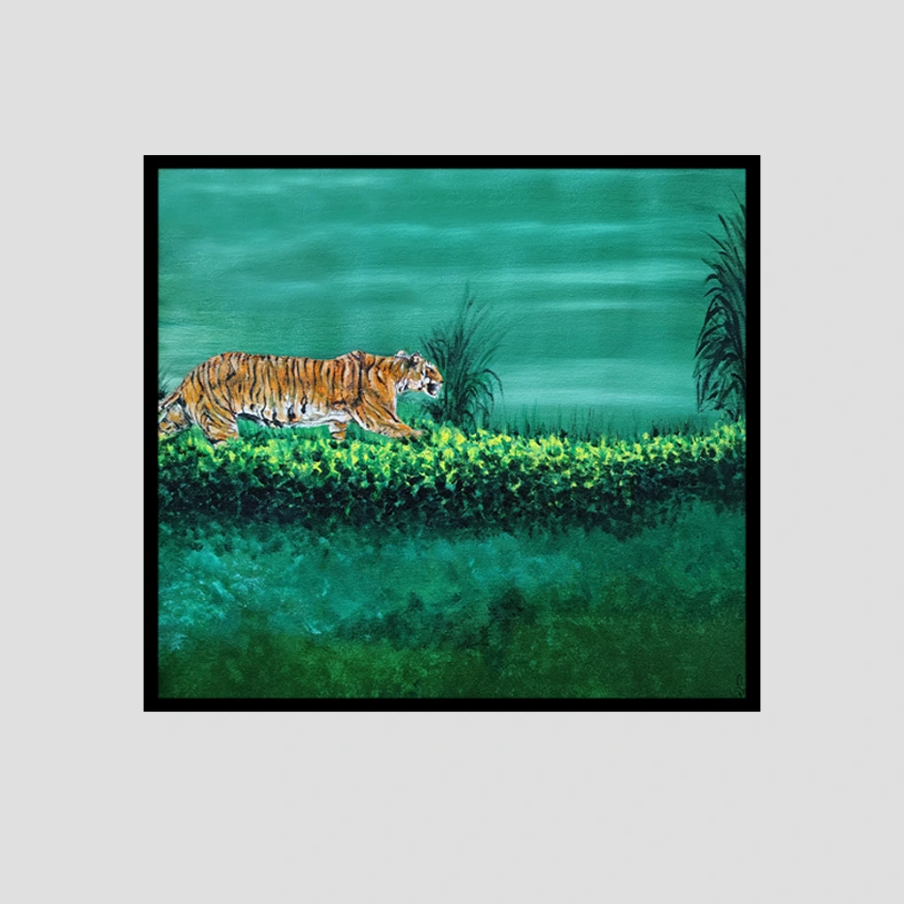 Tiger in Forest Acrylic Painting – Hand-Painted Wildlife Art - Image 3