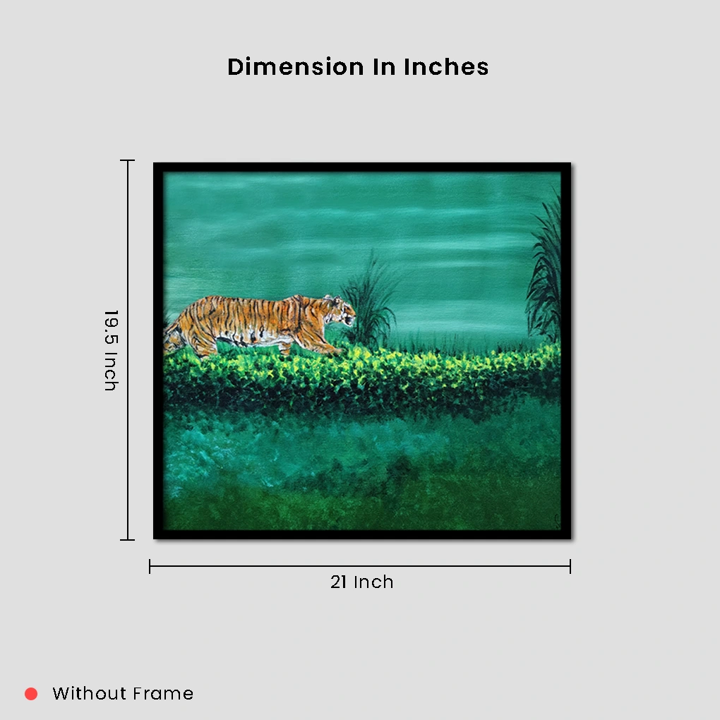 Tiger in Forest Acrylic Painting – Hand-Painted Wildlife Art - Image 4