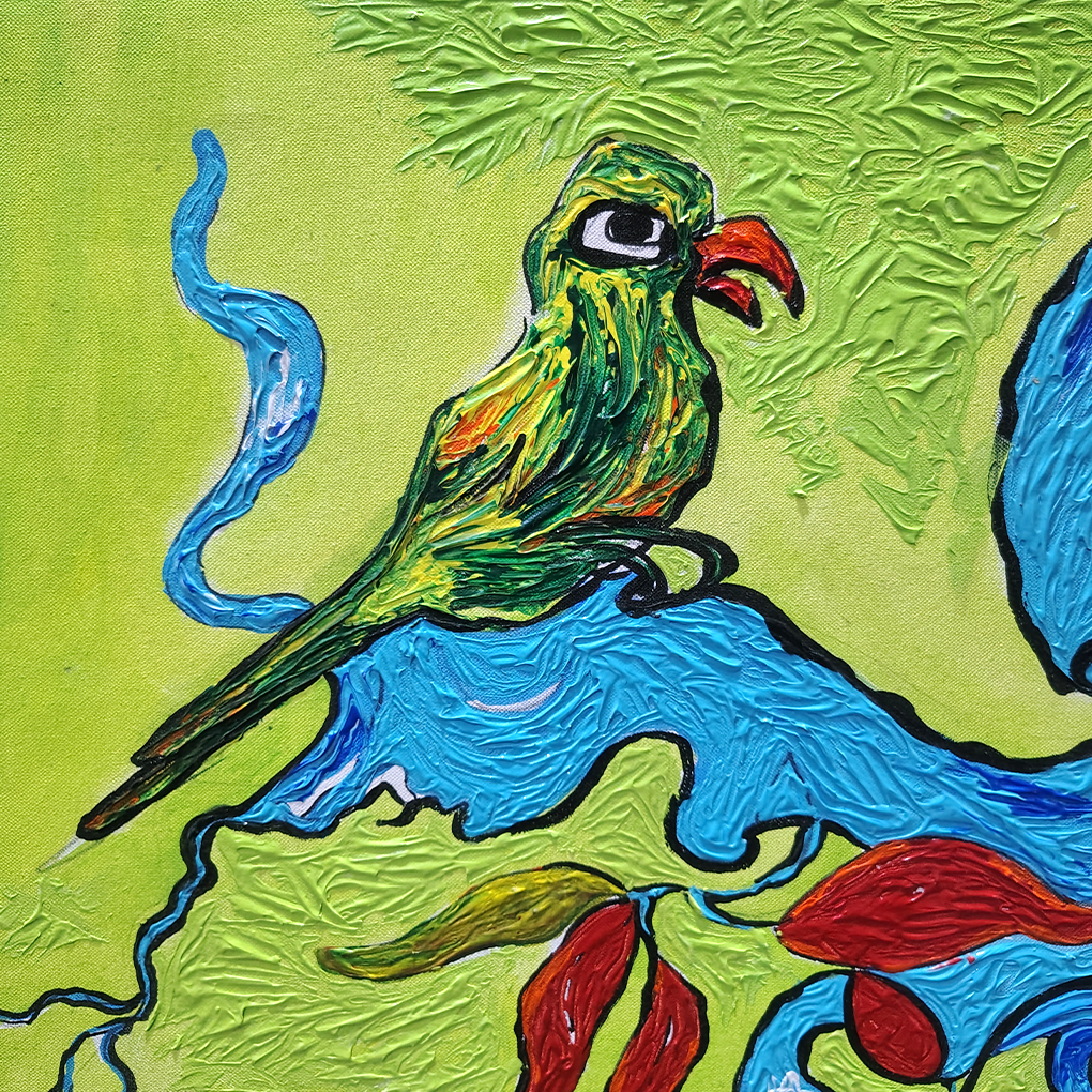 Nature-Inspired Birds & Tree Abstract Painting – Handcrafted Canvas Art - Image 4