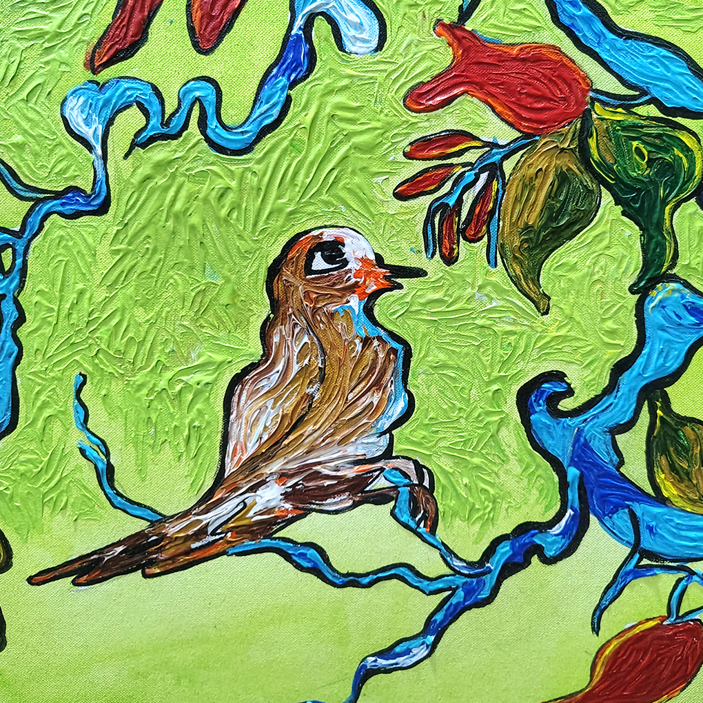 Nature-Inspired Birds & Tree Abstract Painting – Handcrafted Canvas Art - Image 6