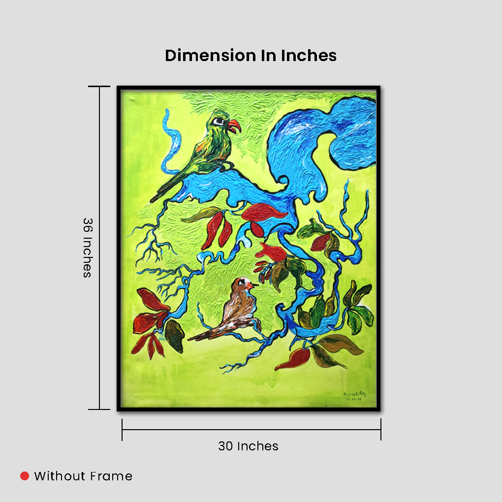 Nature-Inspired Birds & Tree Abstract Painting – Handcrafted Canvas Art - Image 7