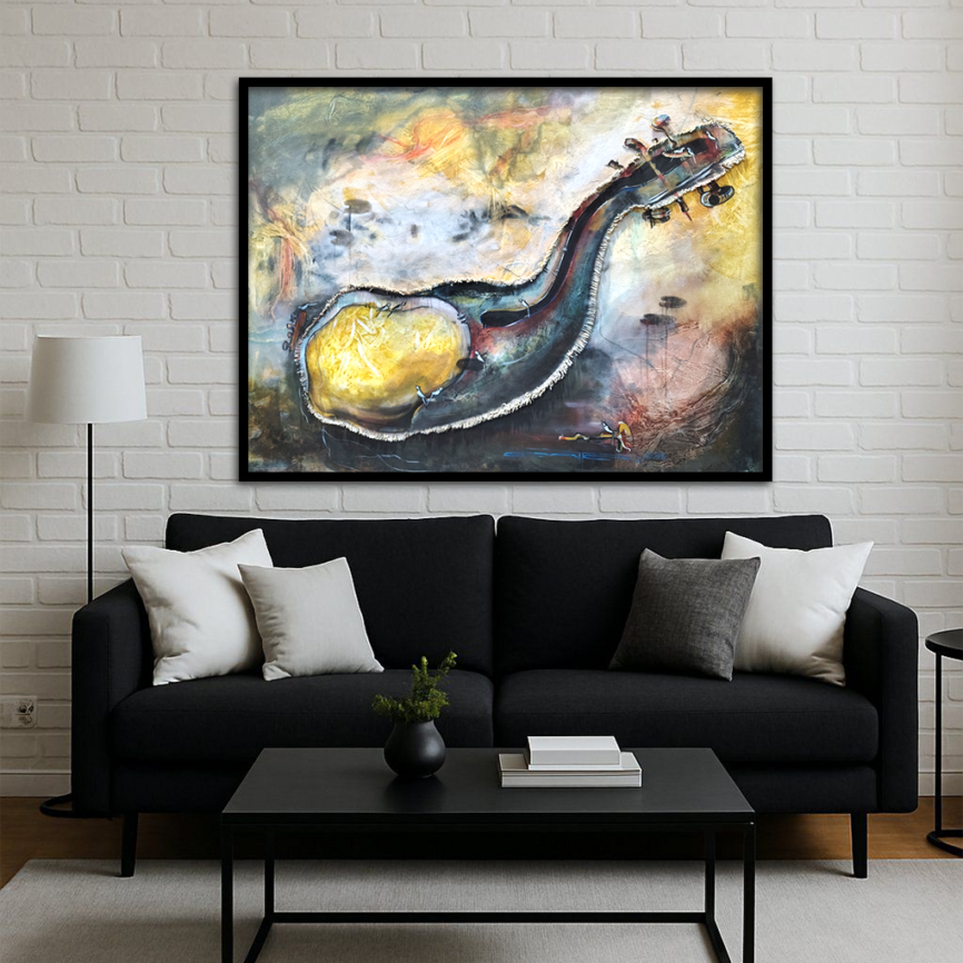 Abstract Musical Instrument Painting – Handcrafted Canvas Art