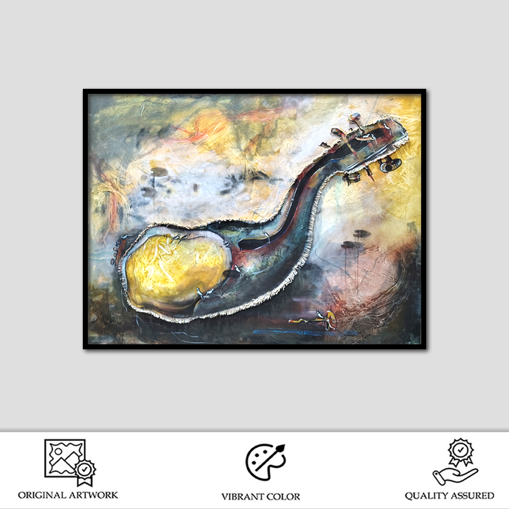 Abstract Musical Instrument Painting – Handcrafted Canvas Art - Image 2