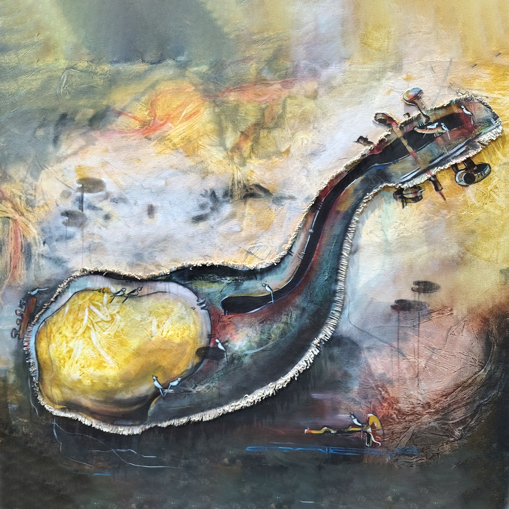 Abstract Musical Instrument Painting – Handcrafted Canvas Art - Image 4