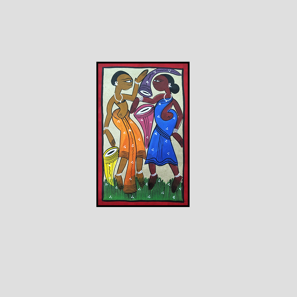 Tribal Women Folk Art Painting | Colorful Ethnic Village Life Wall Décor - Image 3