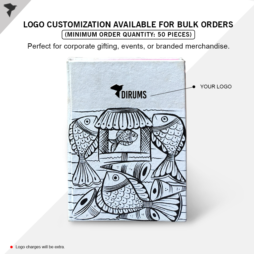 Hand-Painted Pattachitra Art Diary with Handmade Paper | Traditional Folk Fish Design - Image 4