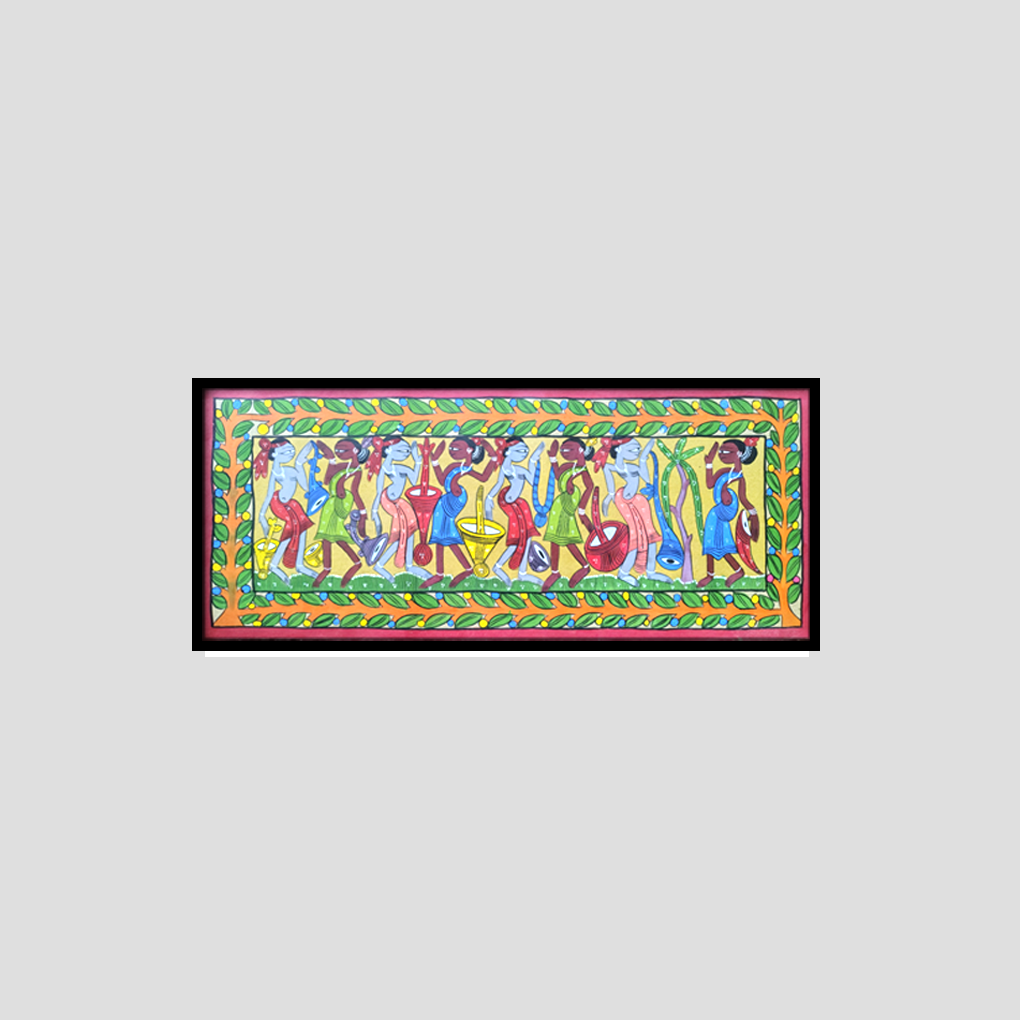 Tribal Procession Pattachitra Painting | Inches Handcrafted Folk Art Wall Décor - Image 3