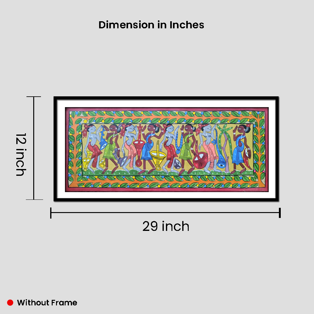 Tribal Procession Pattachitra Painting | Inches Handcrafted Folk Art Wall Décor - Image 6