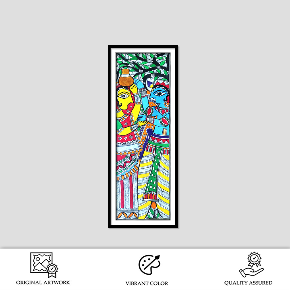 Handmade Madhubani Couple Painting – Love & Harmony - Image 2