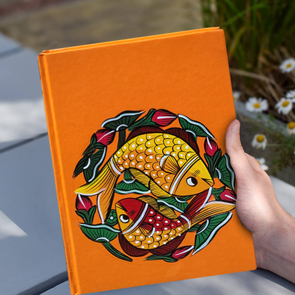 Hand-Painted Pattachitra Fish Art Diary with Handmade Paper | Artisan Folk Painting Journal