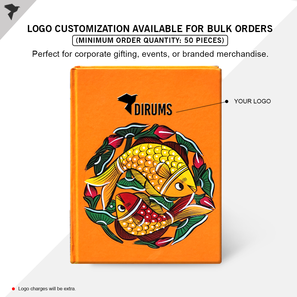 Hand-Painted Pattachitra Fish Art Diary with Handmade Paper | Artisan Folk Painting Journal - Image 4