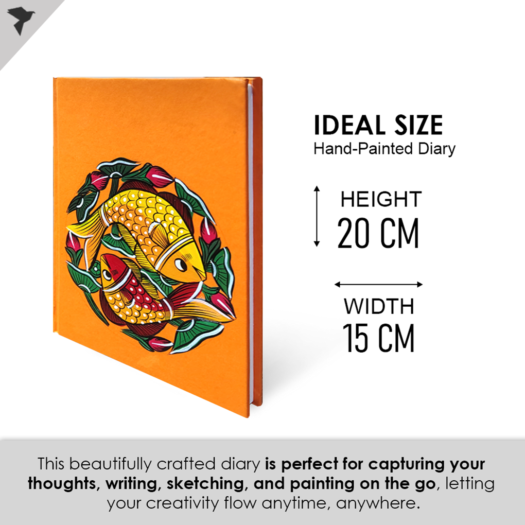 Hand-Painted Pattachitra Fish Art Diary with Handmade Paper | Artisan Folk Painting Journal - Image 5