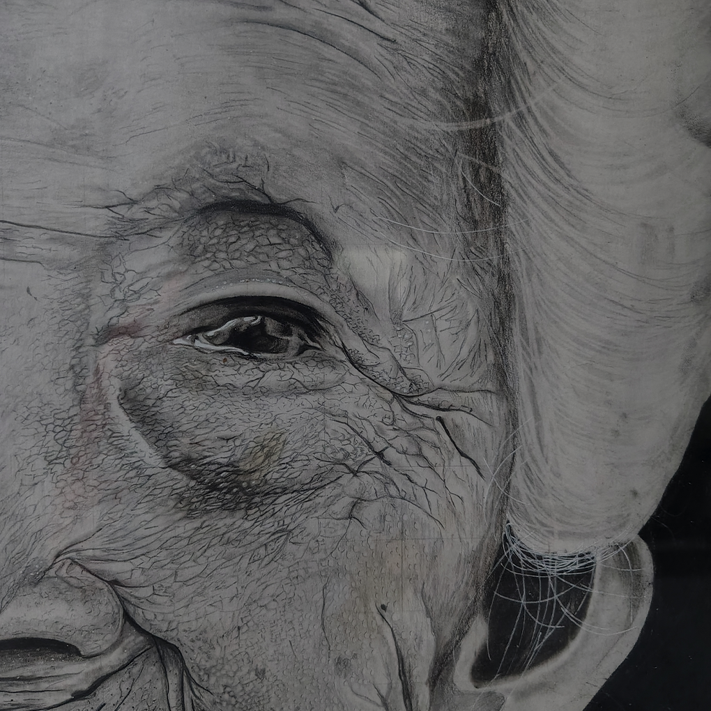 Realistic Portrait of an Elderly Woman – Charcoal Art on Paper - Image 5