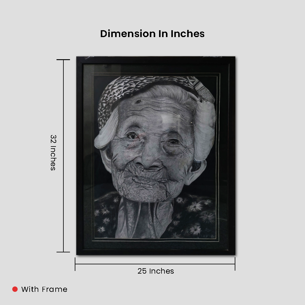 Realistic Portrait of an Elderly Woman – Charcoal Art on Paper - Image 6