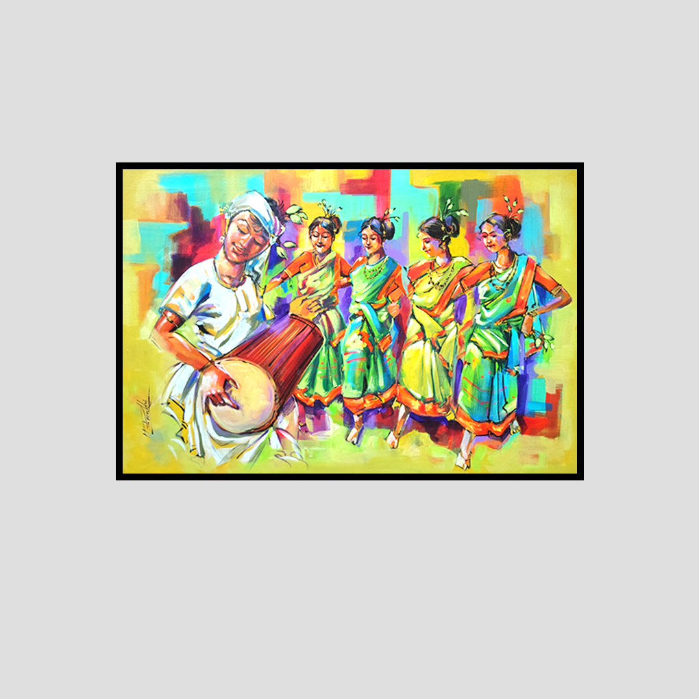 Traditional Folk Dance Painting – Hand-Painted Acrylic Artwork - Image 3