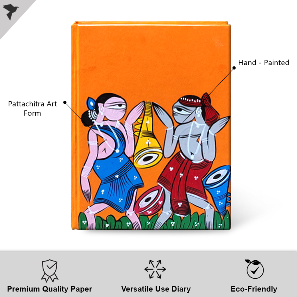 Hand-Painted Pattachitra Tribal Art Diary with Handmade Paper | Artisan Folk Painting Journal - Image 2