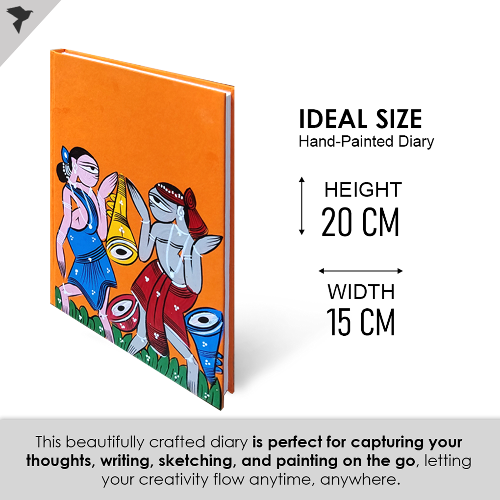 Hand-Painted Pattachitra Tribal Art Diary with Handmade Paper | Artisan Folk Painting Journal - Image 5