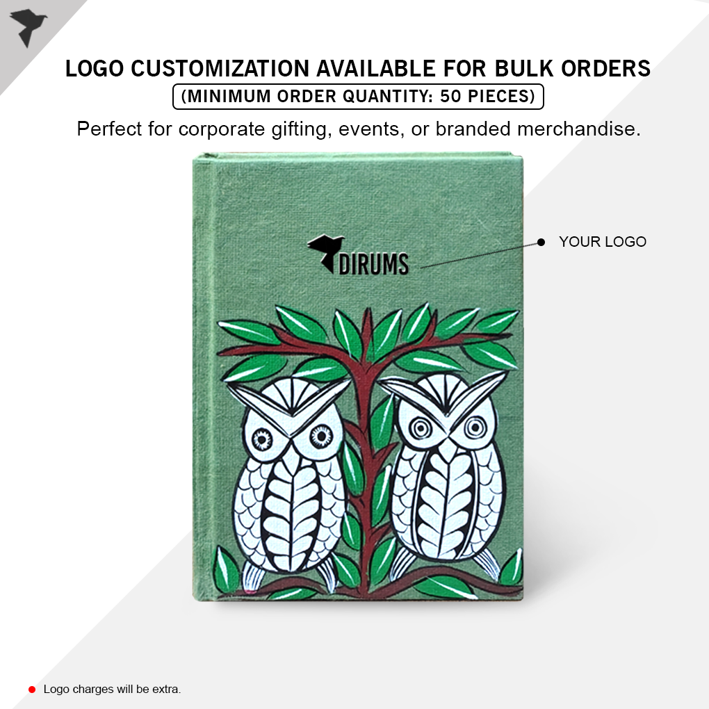 Hand-Painted Pattachitra Art Diary with Handmade Paper | Traditional Folk Owl Design - Image 4