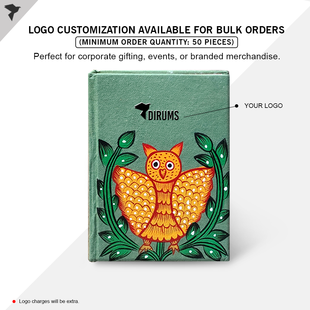 Hand-Painted Pattachitra Art Diary with Handmade Paper | Traditional Folk Owl Design - Image 4