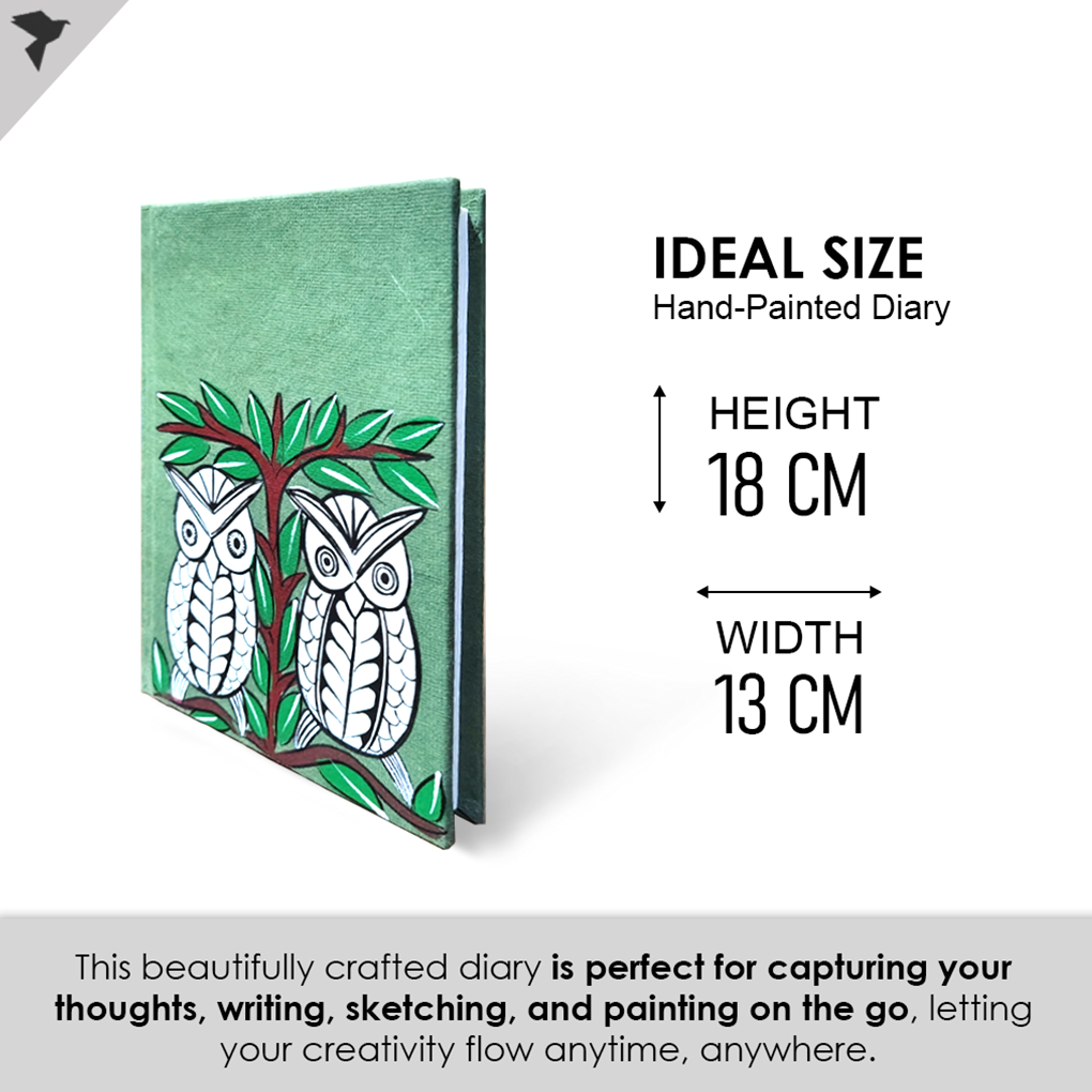 Hand-Painted Pattachitra Art Diary with Handmade Paper | Traditional Folk Owl Design - Image 5