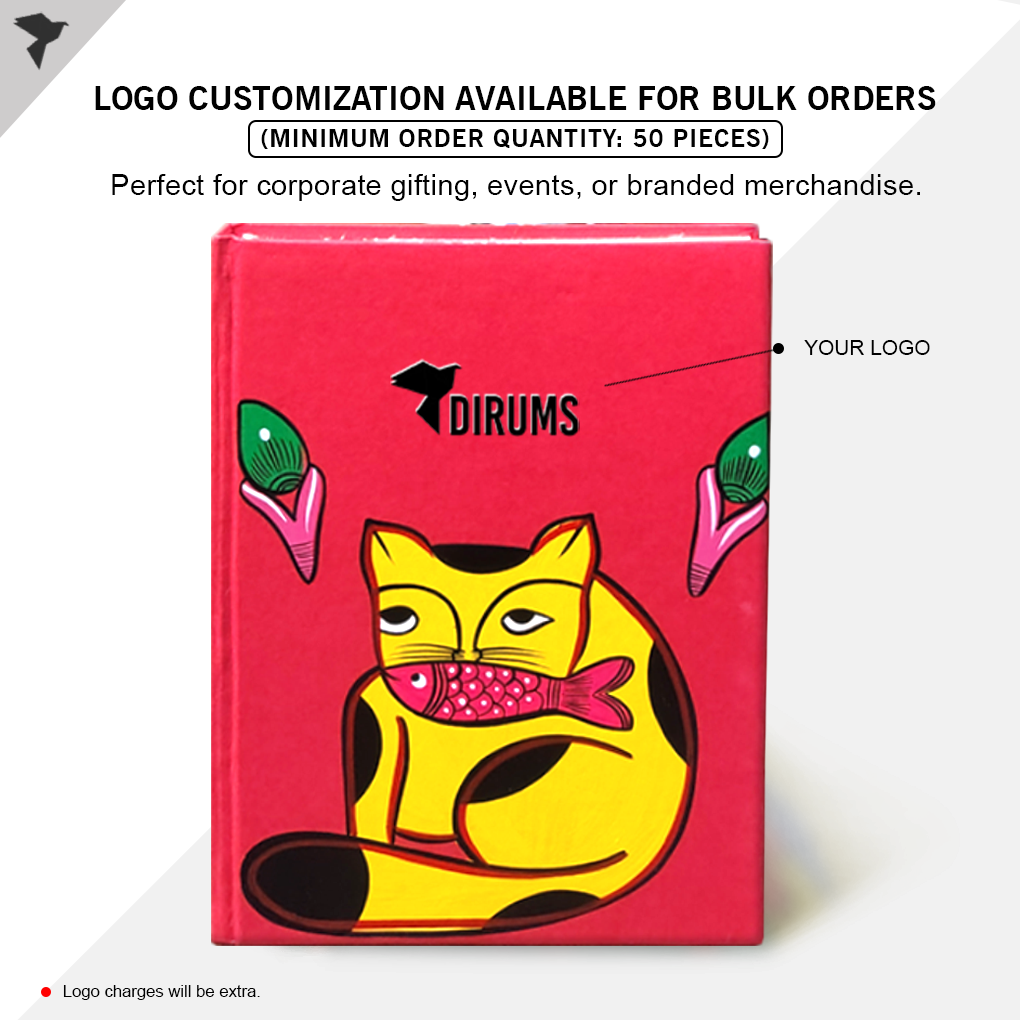 Hand-Painted Pattachitra Cat Art Diary with Handmade Paper | Artisan Folk Painting Journal - Image 4