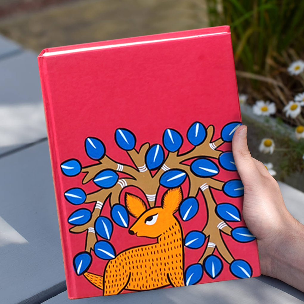 Hand-Painted Pattachitra Deer Art Diary with Handmade Paper | Artisan Folk Painting Journal