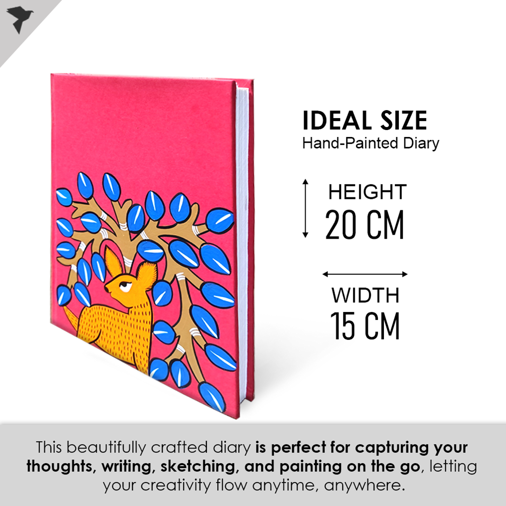Hand-Painted Pattachitra Deer Art Diary with Handmade Paper | Artisan Folk Painting Journal - Image 5