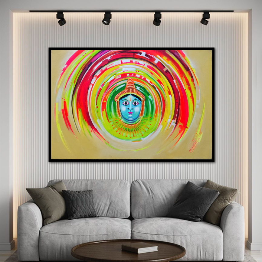 Traditional Kathakali Face Painting – Hand-Painted Acrylic Artwork