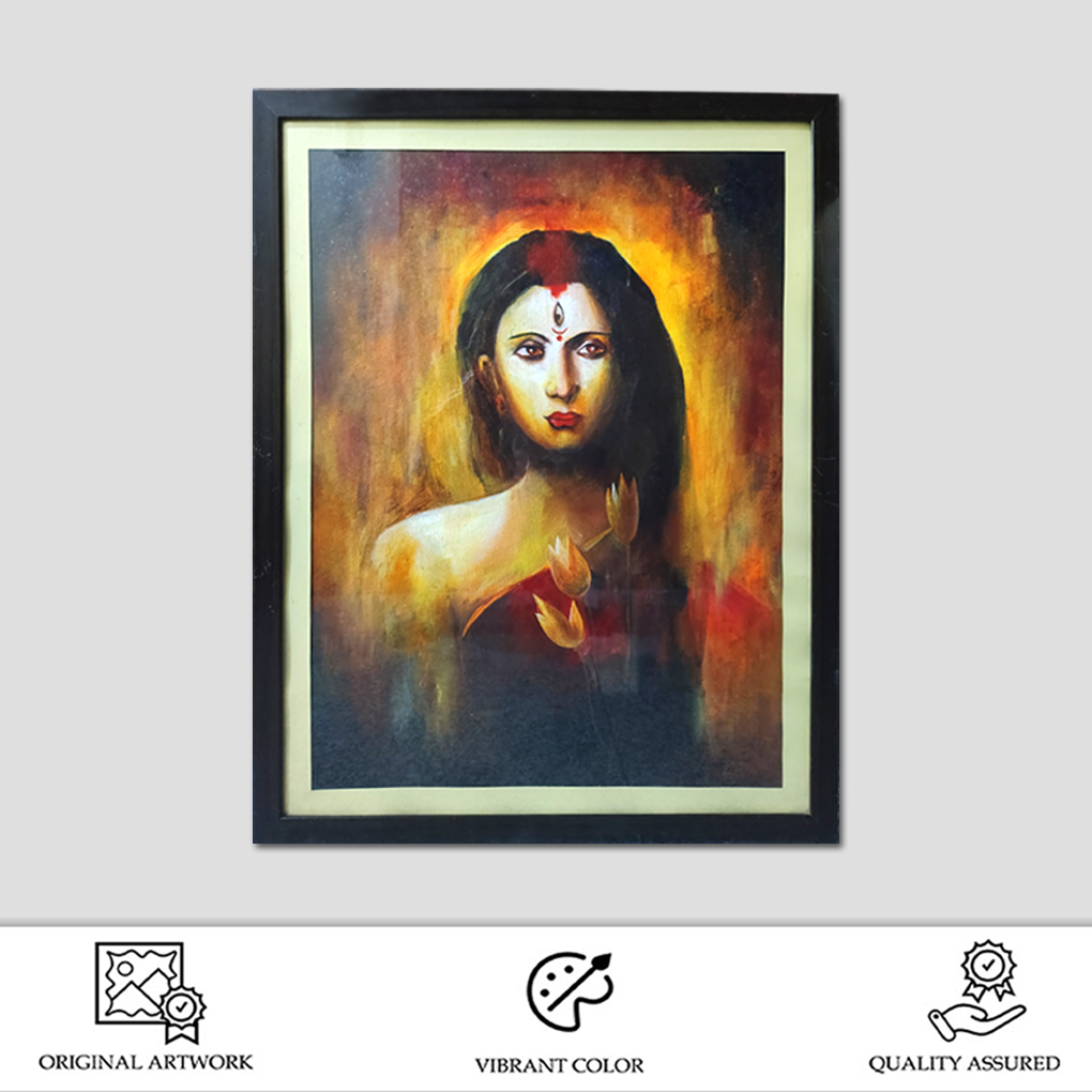 Divine Grace – Abstract Woman Portrait with Lotus - Image 2