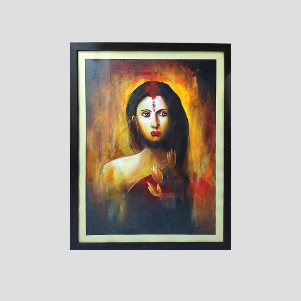 Divine Grace – Abstract Woman Portrait with Lotus - Image 3
