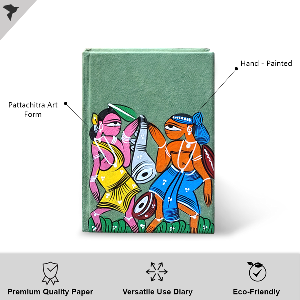 Hand-Painted Pattachitra Art Diary with Handmade Paper | Traditional Folk Tribal Design - Image 2