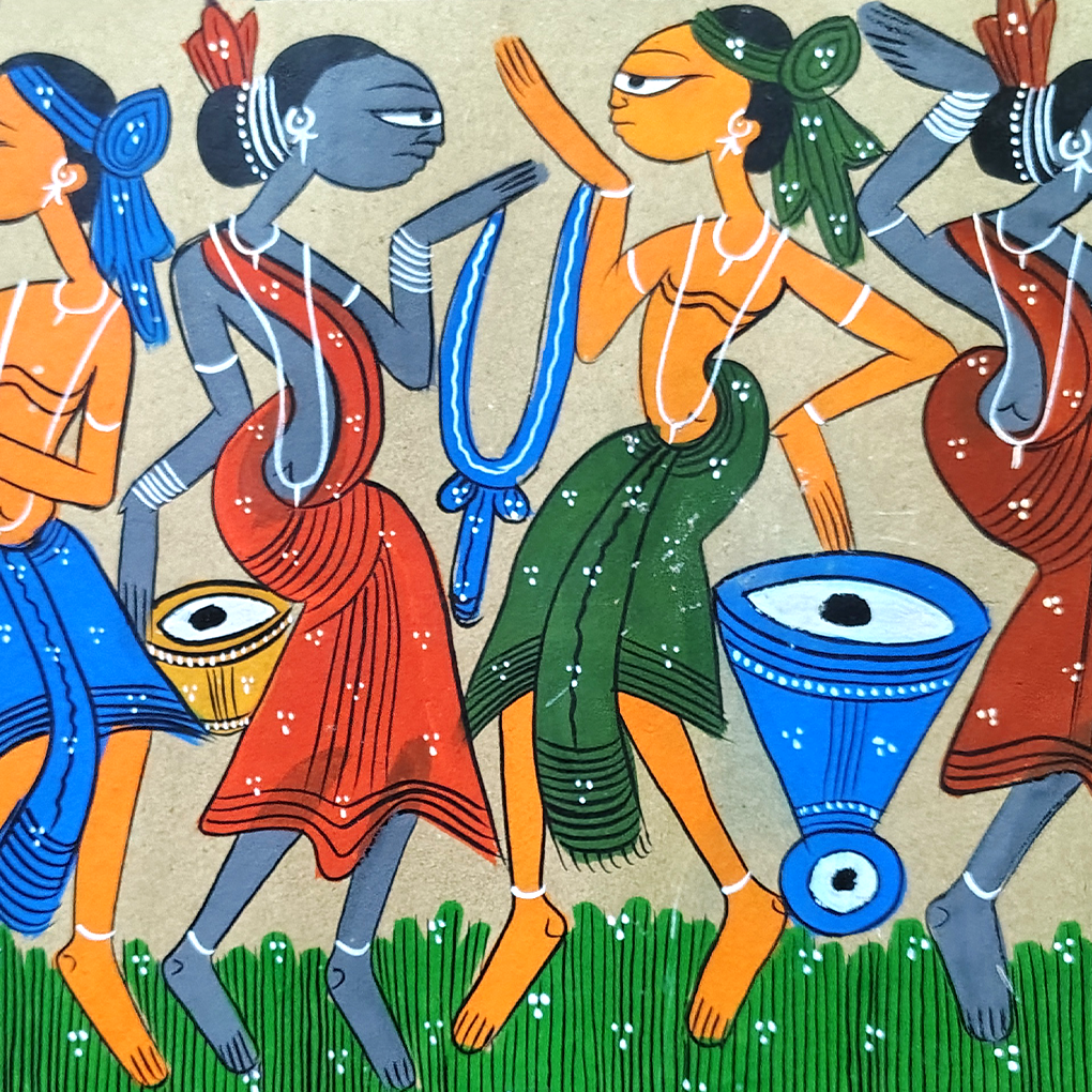 Large Pattachitra Tribal Celebration Painting – 48 x 14.5 Inches | Handcrafted Traditional Artwork - Image 4