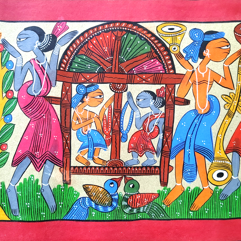 Large Pattachitra Tribal Celebration Painting – 48 x 14.5 Inches | Handcrafted Traditional Artwork - Image 5