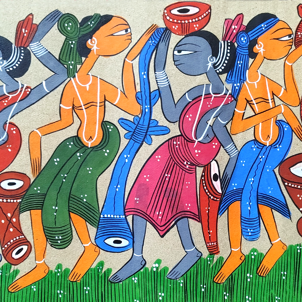 Large Pattachitra Tribal Celebration Painting – 48 x 14.5 Inches | Handcrafted Traditional Artwork - Image 6