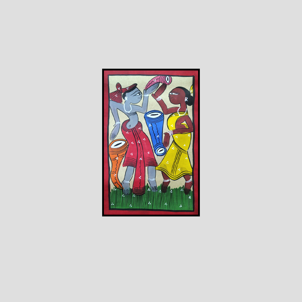 Tribal Women Dancing Folk Art Painting | Vibrant Ethnic Village Life Wall Décor - Image 3