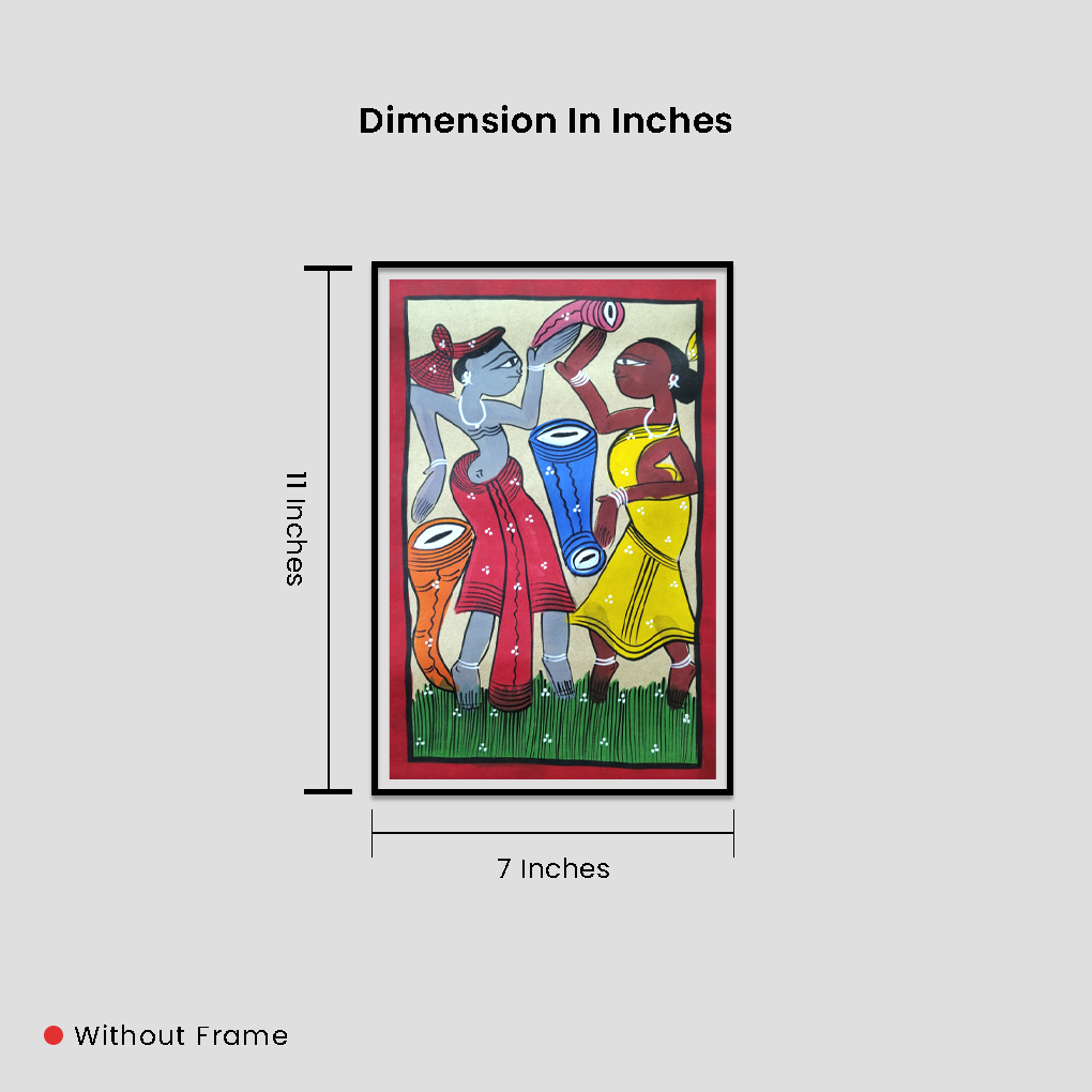 Tribal Women Dancing Folk Art Painting | Vibrant Ethnic Village Life Wall Décor - Image 4