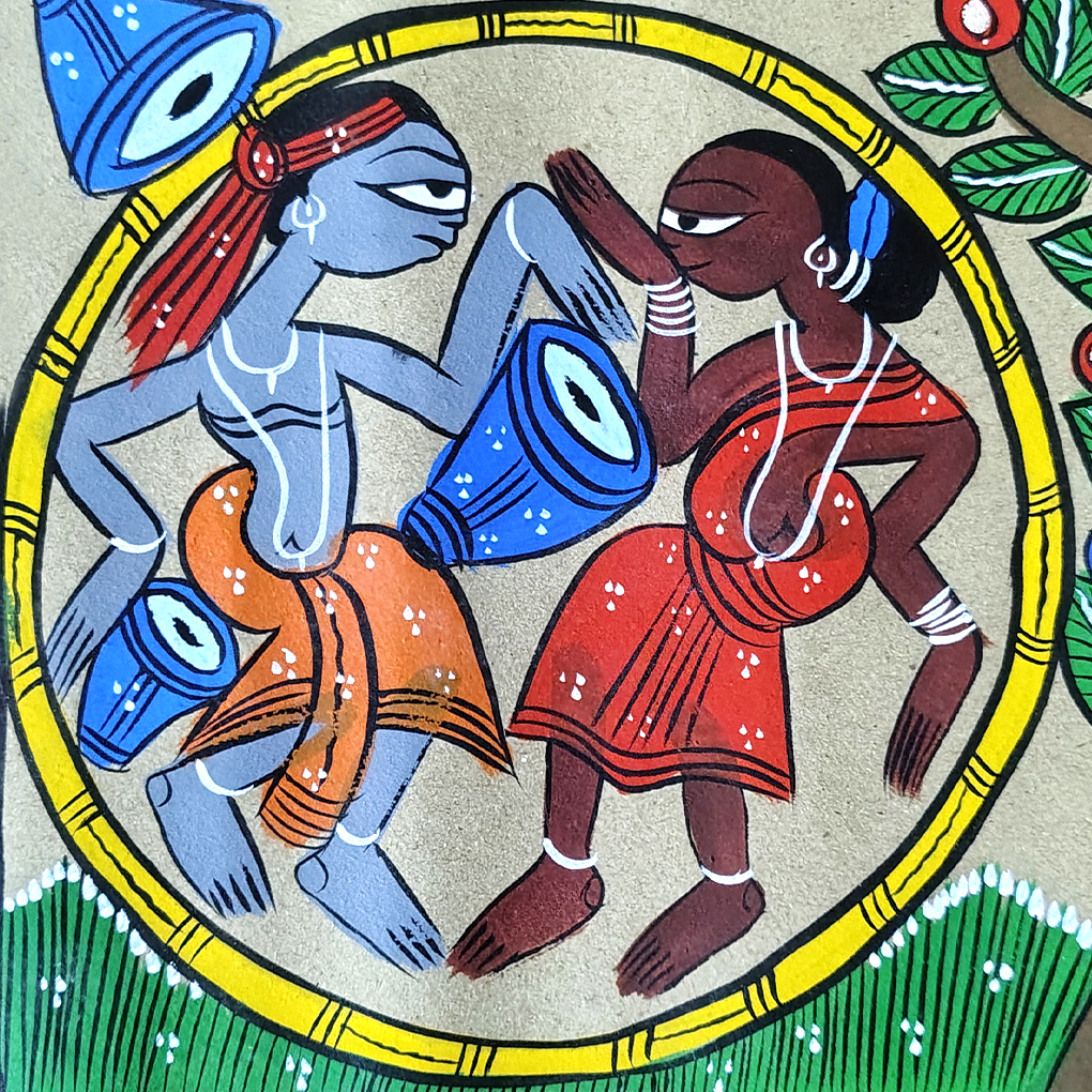 Pattachitra Tribal Dance Wall Art | 29 x 10 Inches Handcrafted Folk Painting - Image 5