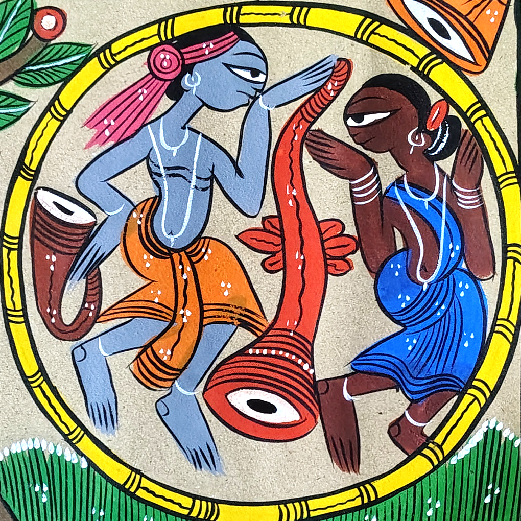 Pattachitra Tribal Dance Wall Art | 29 x 10 Inches Handcrafted Folk Painting - Image 6