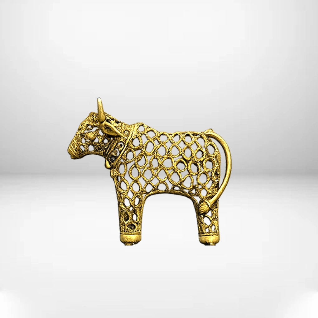 Handcrafted Dhokra Art Cow Frame Memento – Traditional Brass Tribal Decor | Customizable Antique Gift - Image 3